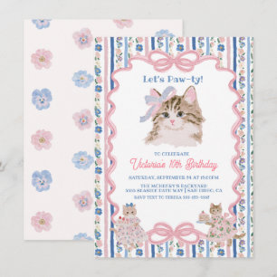 Kitten Girly Birthday Party Invitation