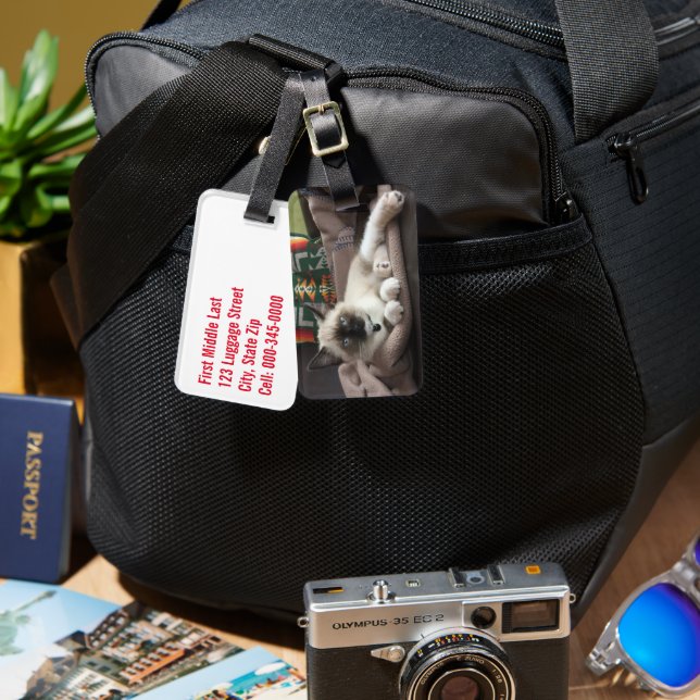 Kitten Glamour Photograph Luggage Tag (Front & Back)