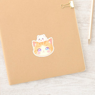 Kitten & Hamster Matte Sticker   Happy Duo Friends