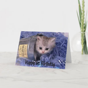 kitten Happy 1st Birthday Card