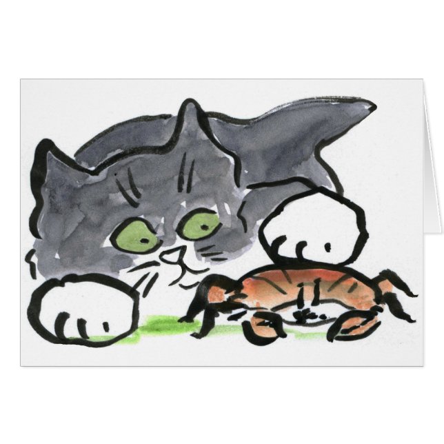Kitten has found a Crab on the Beach (Front Horizontal)