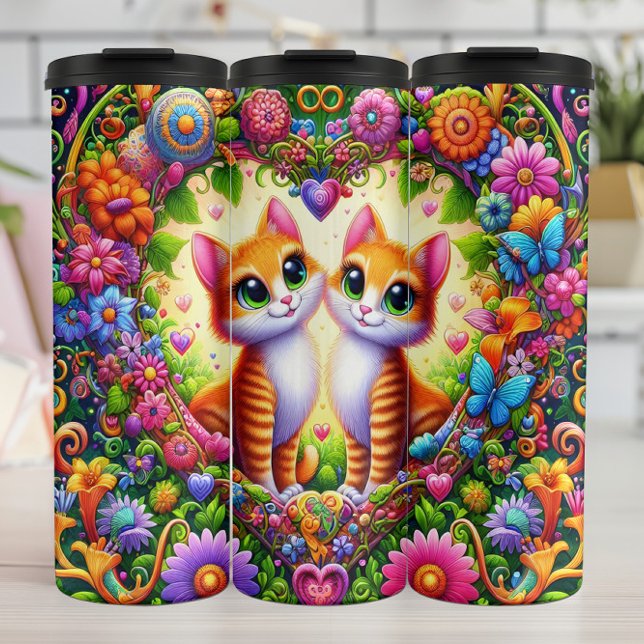 Kitten Heart Arch Spring Floral Thermal Tumbler (Creator Uploaded)