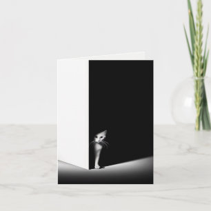 Kitten Hiding In Dark Shadow Card