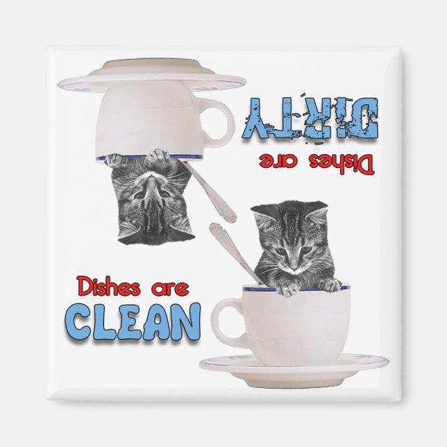 Kitten In A Cup Cat Lovers Dishwasher Magnet (Front)