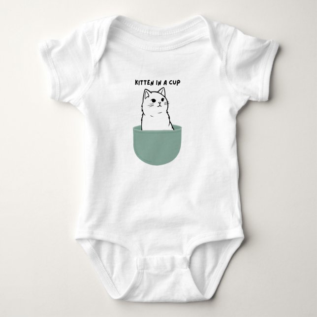 Kitten in a Cup Snack Baby Bodysuit (Front)