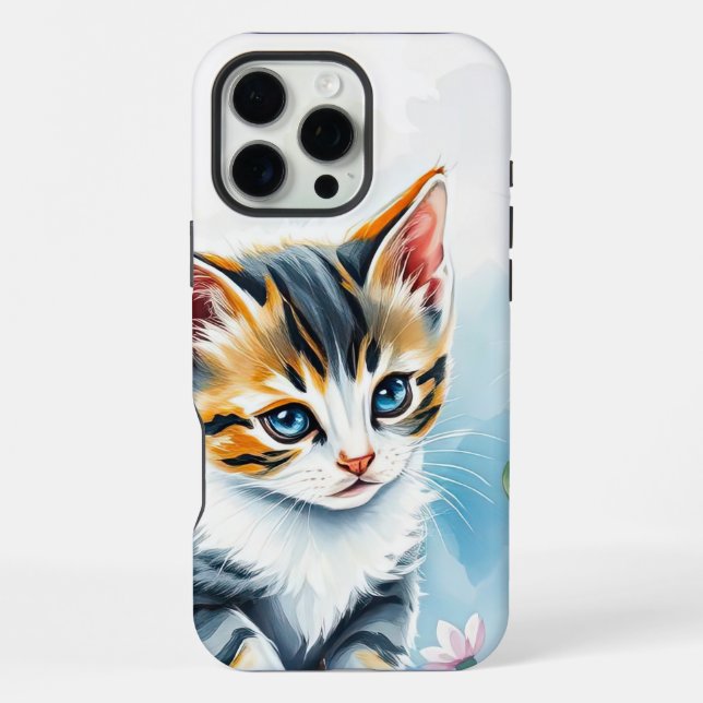 Kitten in a Floral Flower Garden iPhone Case (Back)