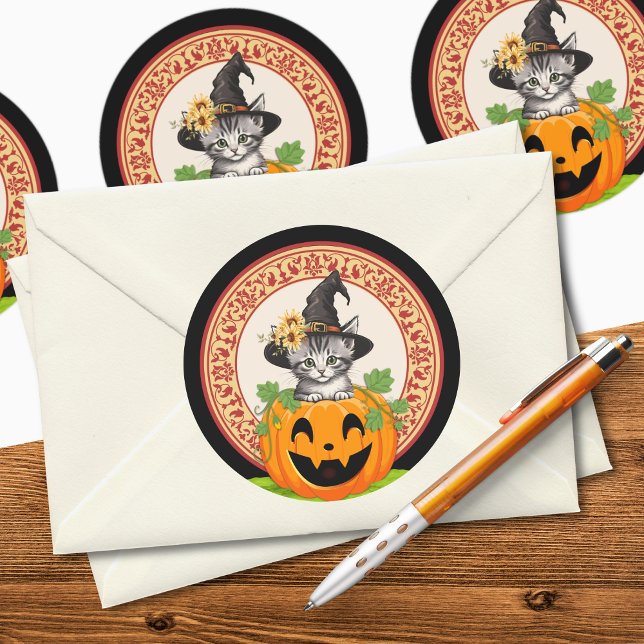 Kitten in a Pumpkin Halloween Sticker (Creator Uploaded)