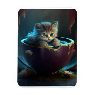 Kitten in a Teacup 07 Flexible Photo Magnet