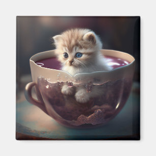 Kitten in a teacup - cat magnet