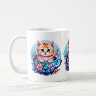 Kitten in a teacup coffee mug