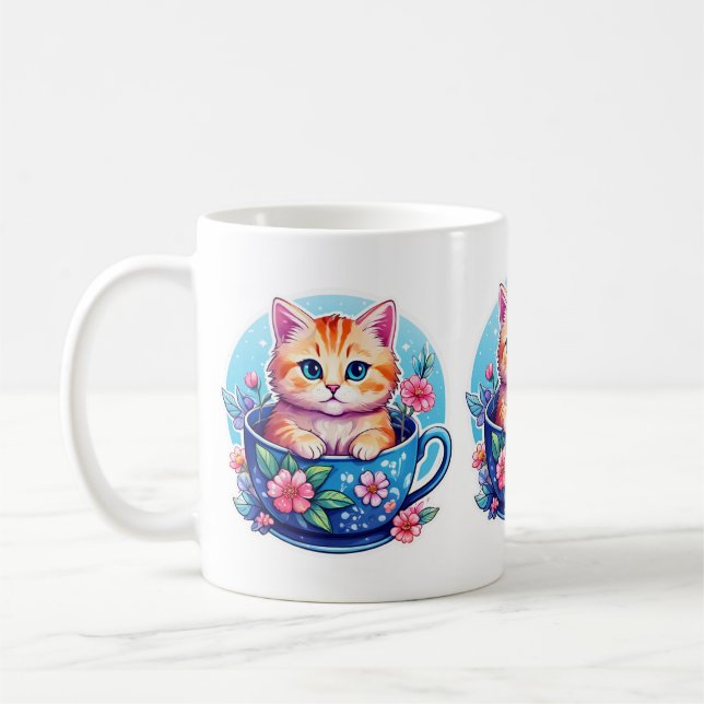Kitten in a teacup coffee mug (Left)
