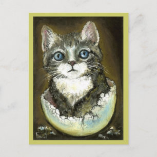 Kitten in an eggshell postcard