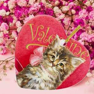Kitten in Candy Box  Ceramic Tree Decoration