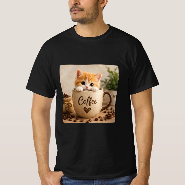 Kitten in Coffee Cup Charm T-Shirt (Front)