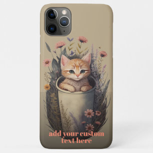 Kitten in Cup Wildflower Cat Cottagecore Custom Case-Mate iPhone Case