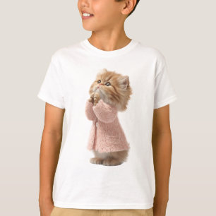 Kitten in Fuzzy Pink Sweater Kids