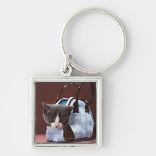 Kitten in handbag key ring (Front)