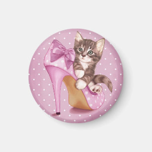 Kitten in purple shoe magnet