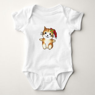 Kitten in Santa Hat Baby Bodysuit