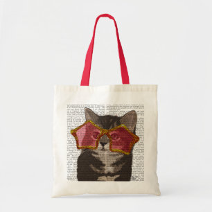Kitten in Star Sunglasses Tote Bag
