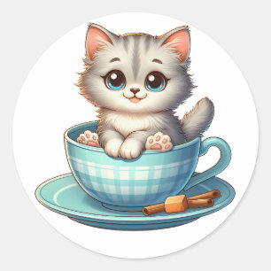 Kitten in Tea cup Stickers