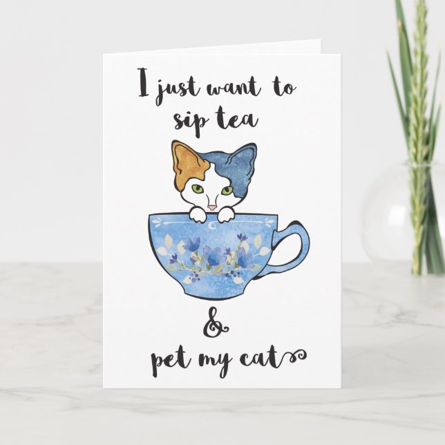Kitten in TeaCup Card (Front)