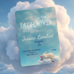 Kitten In The Clouds Baby Shower Invitation