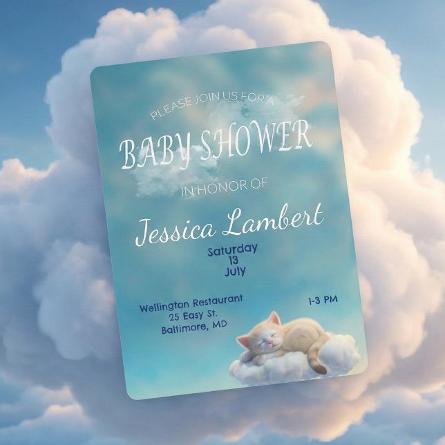 Kitten In The Clouds Baby Shower Invitation (Creator Uploaded)