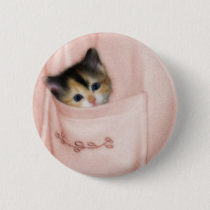 Kitten in the Pocket 2 6 Cm Round Badge