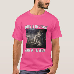 Kitten In The Sheets Funny Alpha Werewolf Wolf Mem T-Shirt
