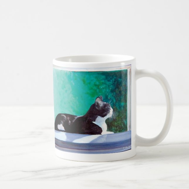 Kitten in the window original art coffee mug (Right)