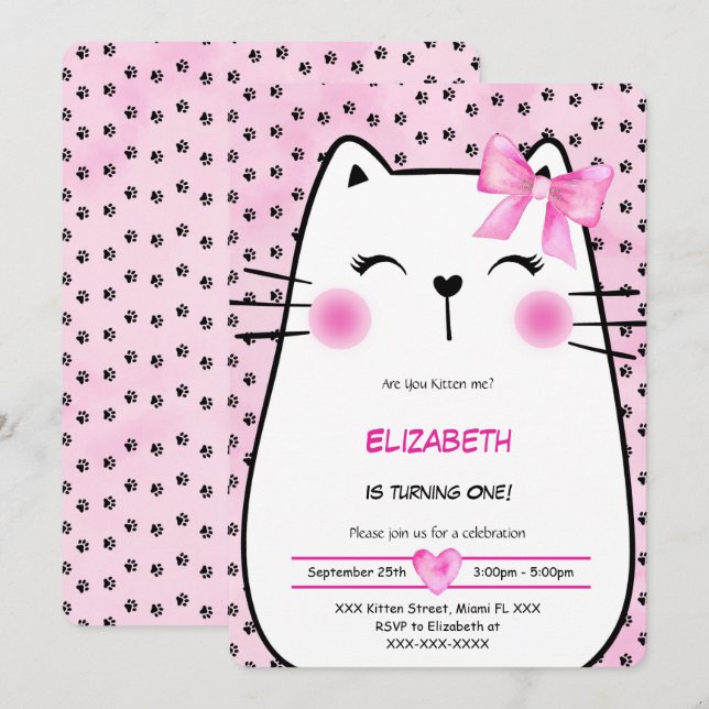 Kitten Invitation (Front/Back)