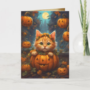 Kitten Jack-O-Lantern, Happy Halloween Cute Card