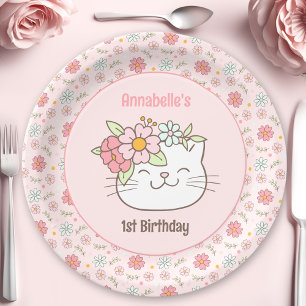 Kitten Kitty Cat Pink Girl 1st Birthday Napkins Paper Plate