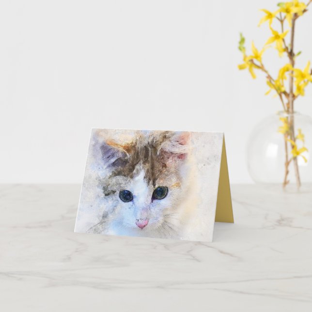 Kitten Love Card (Yellow Flower)