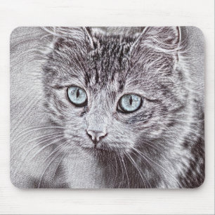 Kitten Love Cute Kitty Cat With Luminous Blue Eyes Mouse Pad
