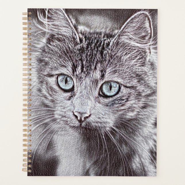 Kitten Love Cute Kitty Cat With Luminous Blue Eyes Planner (Front)