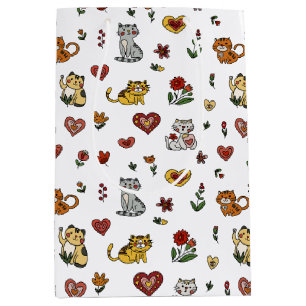 Kitten Love Gift Bag: Hearts & Cats Medium Gift Bag