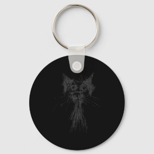 Kitten Lover Abstract Scribble Art Cute Cat Cat  Key Ring