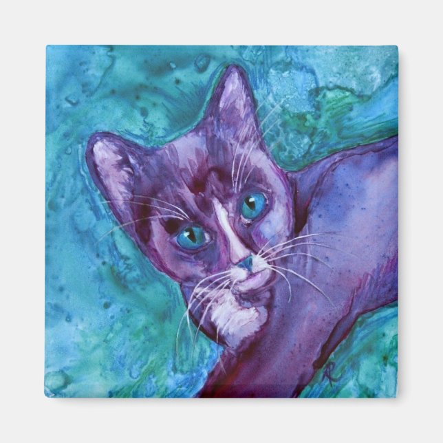 Kitten Magnet - "Purple Tuxedo" (Front)