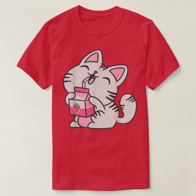 Kitten Milk Drink Otaku Neko Japan T-Shirt (Design Front)
