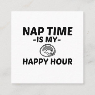 KITTEN NAP TIME HAPPY HOUR SQUARE BUSINESS CARD