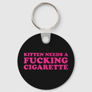 Kitten needs a cigarette funny cat joke cat memeKi Key Ring
