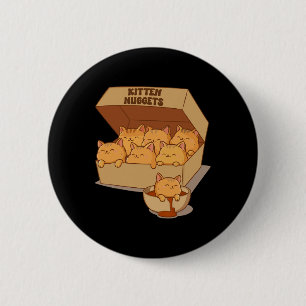 Kitten Nuggets Cute Food Pun Cat Lover Chicken Nug 6 Cm Round Badge
