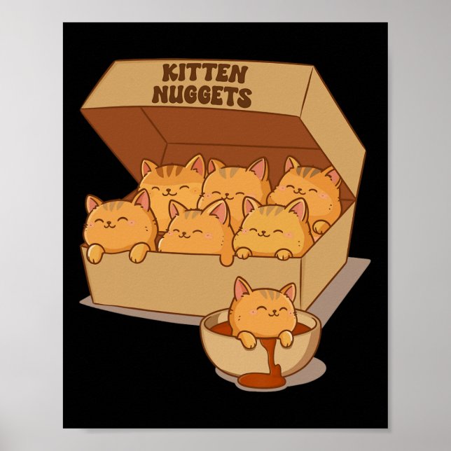 Kitten Nuggets Cute Food Pun Cat Lover Chicken Nug Poster (Front)