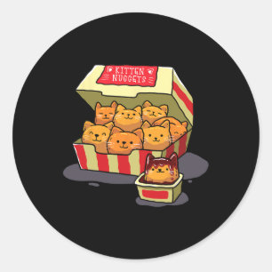 Kitten Nuggets Food Pun Cat Lover Gift Chicken Nug Classic Round Sticker