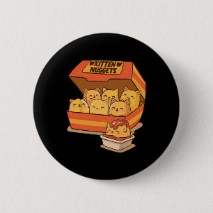Kitten Nuggets Fun Cute Food Pun Cat Lover Chicken 6 Cm Round Badge