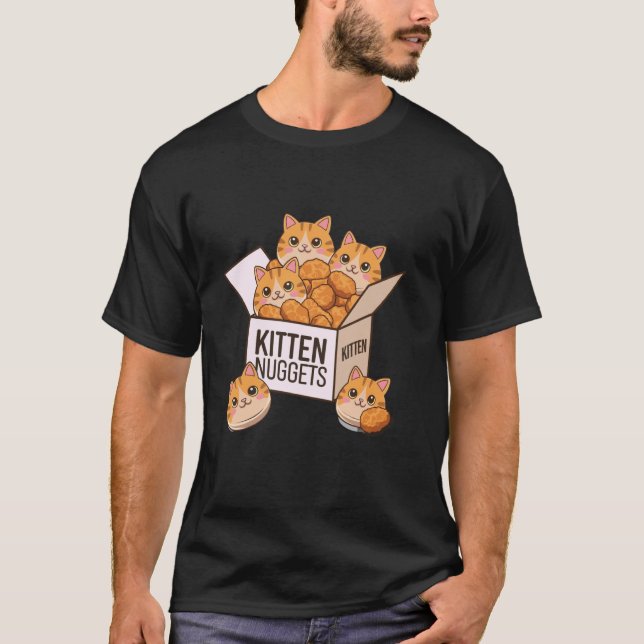Kitten Nuggets Funny Cat Pun Box Delight T-Shirt (Front)