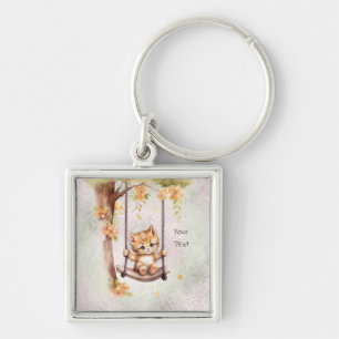 Kitten on a Swing Keychain