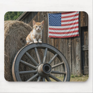 Kitten On an Old Wagon Wheel  Mouse Pad